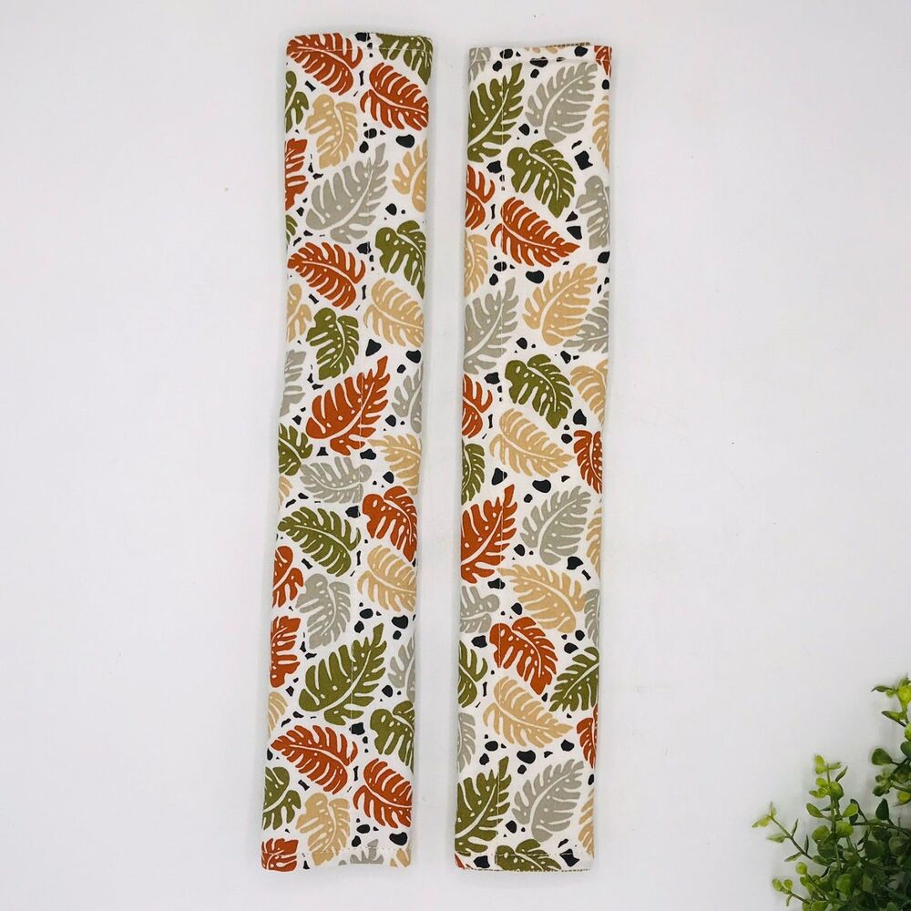 Set of 2 Refrigerator Handle Covers, Reversible, Monstera Tans Beige 14x5